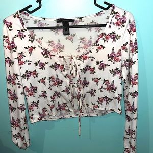 Tie front floral top